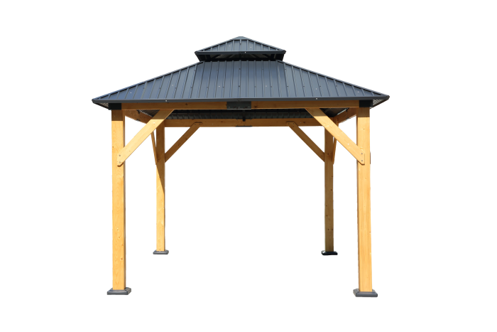 Wood pavilion with four- side roofs