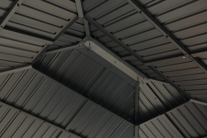 Wood pavilion with four- side roofs