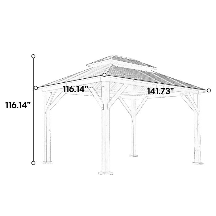 Wood pavilion with four- side roofs