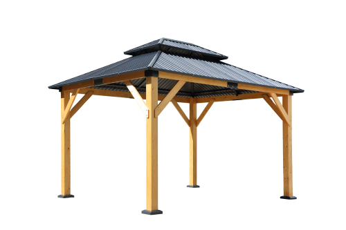 Wood pavilion with four- side roof