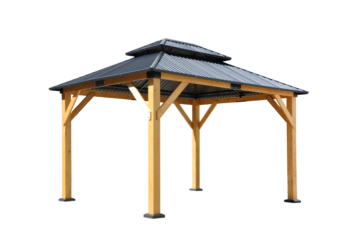 Wood pavilion with four- side roof
